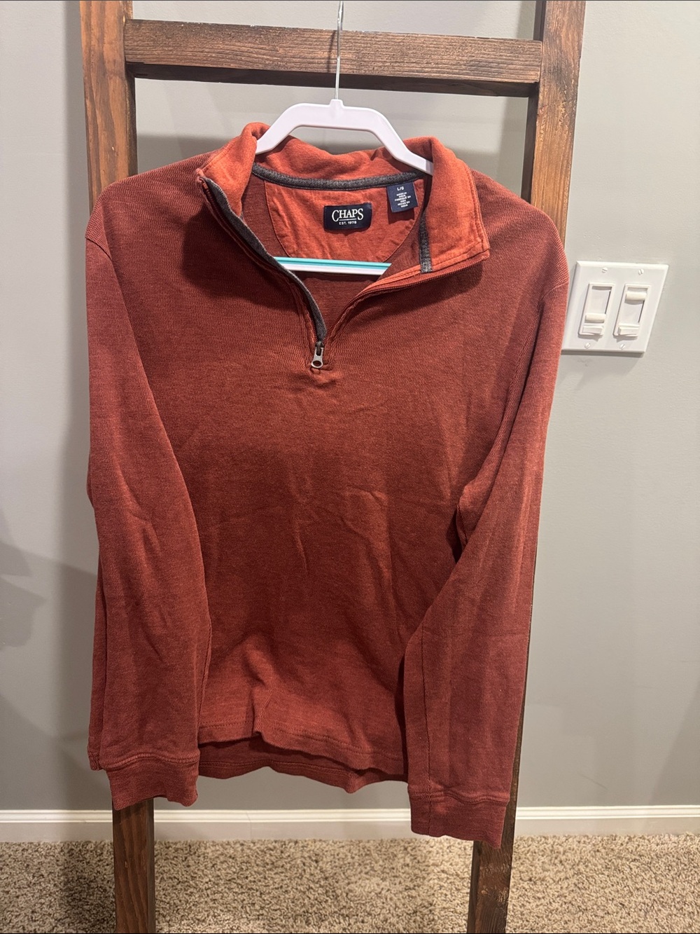 Chaps Men's Rust Red Half-Zip Pullover Sweater